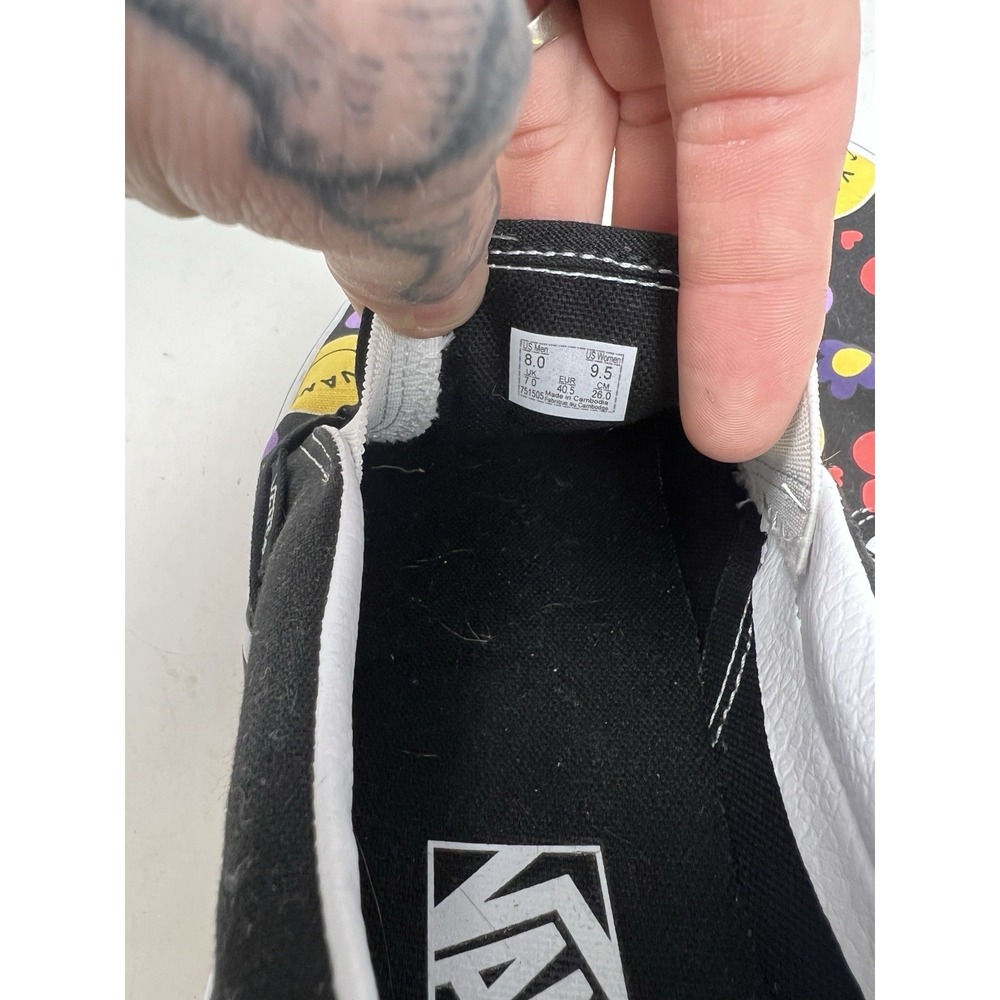 Vans Classic Slip On Radically Happy Black Skate Shoe Sneaker Men's 8 Women 9.5 - Picture 6 of 6